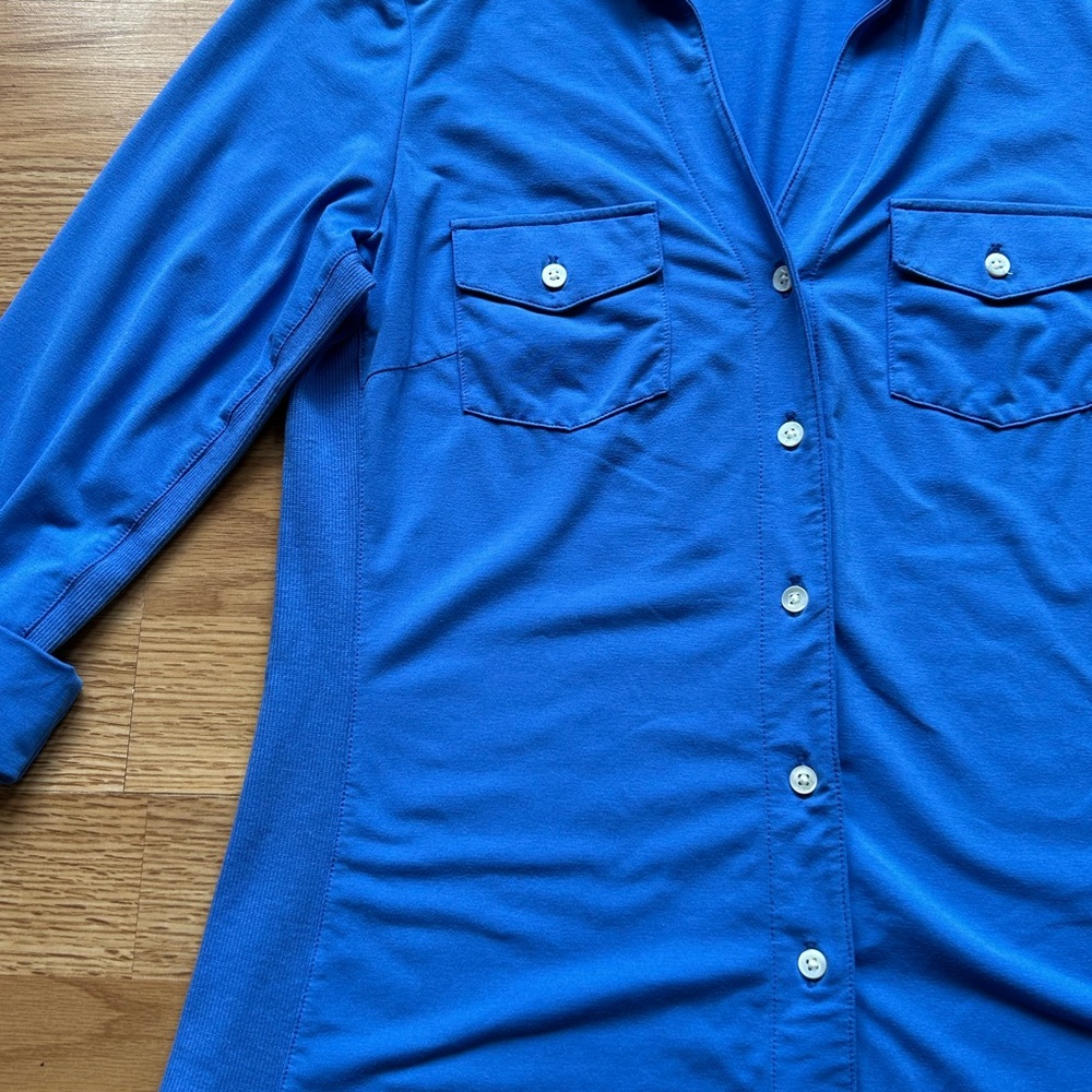 J. McLaughlin Periwinkle Blue 3/4 Sleeve Button Down - Picture 2 of 5